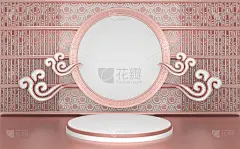 粉色讲台日本最小几何。3d渲染