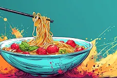 番茄酱意大利面西餐美食插画