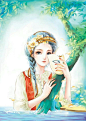 古风~中国风~插画~手绘~美男~妖孽~美女~古风场景~古风成双成对~Q版古风 『点缀宫妆面』 手绘