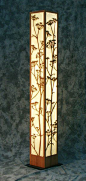 "Wild Fennel" lit column lamp 86" tall.  Laser cut wood.