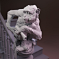 staircase monkey, Entei Ryu : A monkey sculpture for a grand staircase. 
collaborating with artist Patrick Burke who is making amazing wood carving arts.