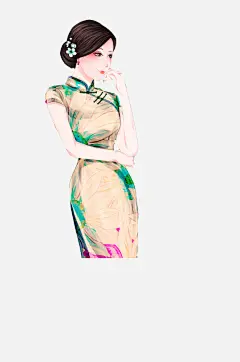 中国风手绘旗袍美女古典美女民国美女-众图网