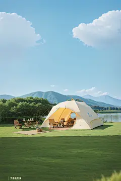 户外露营风景摄影作品制作的模型，可以生成自然景色，露营，户外