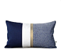 Metallic Gold Stripe Pillow Cover in Navy and Cream – Modern Home Decor by JillianReneDecor – Chambray – Colorblock – Nautical Pillow: 