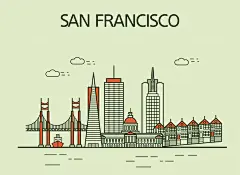 伦敦特色巴西保罗巴黎铁塔手绘建筑现代建筑建筑插图插画设计AI-淘宝网