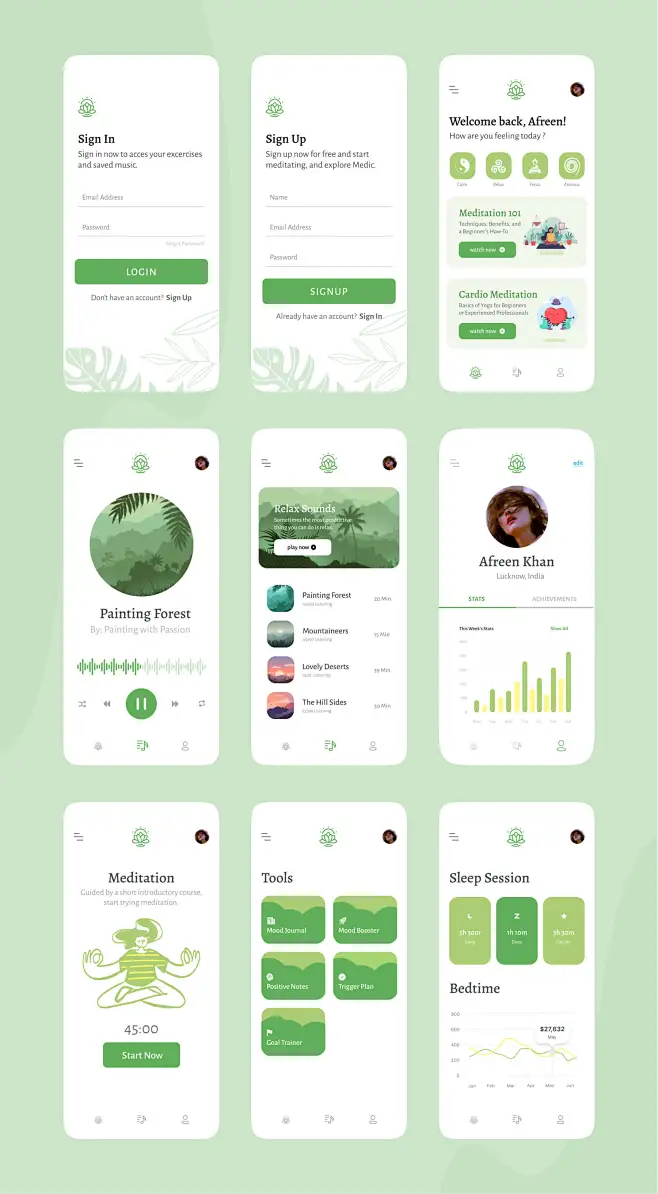 UI设计app ui界面设计医疗冥想-花瓣网