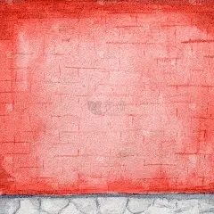 水彩手绘抽象图案。明亮的圣诞色彩背景。房子的墙是红砖纹理