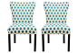 Turquoise Lauren Side Chairs, Pair