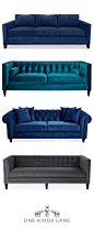 There's nothing more inviting than the soft hand and luxe look of a velvet sofa to anchor your living room. Whatever your style, find your perfect velvet sofa on One Kings Lane and make your living room a space you love.: 