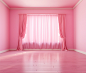 Barbie empty room, pink wall, pink floor, no furniture, photo realistic