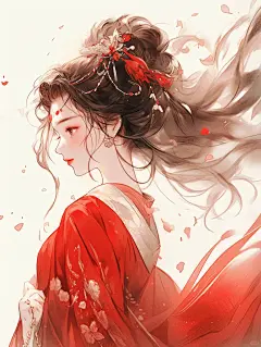 古风插画:红妆