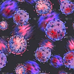 摘要水彩医学病毒防护无缝图案