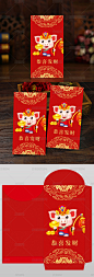 2019年猪年红包恭喜发财红色包装设计