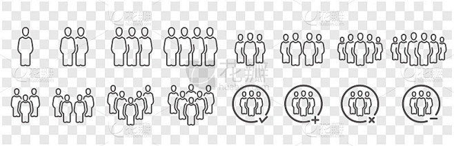 人和人口图标集，矢量和插图