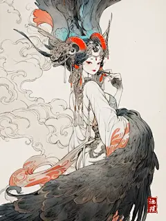 昔日人间妖艳子， 化身精卫展翅蓬 - 小红书