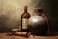 酒水古代酿酒瓶稻香白酒清酒图片摄影图