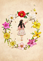 【韩国插画家Aeppol 的「森林女孩日记」系列插画欣赏】—— 鲜花时钟，现在是几点的花呢？ 