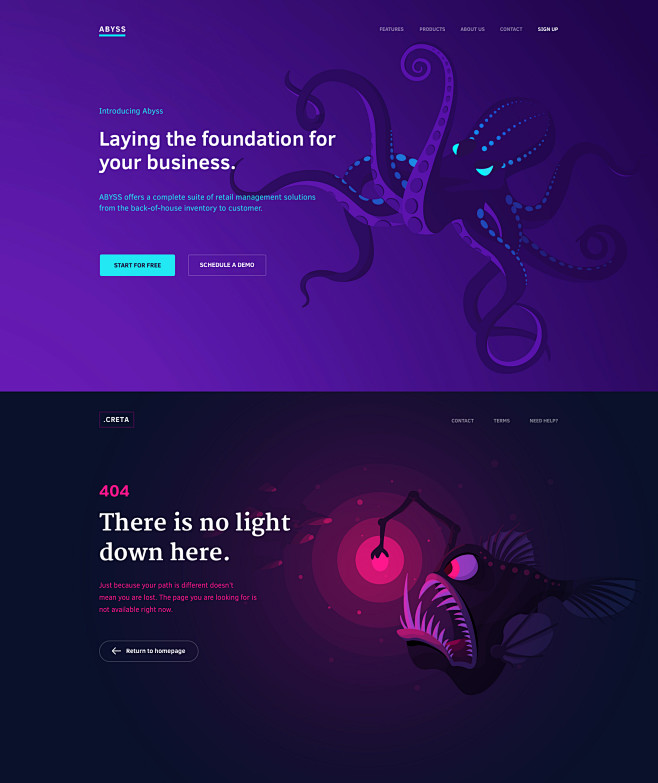 Abyss Landing page