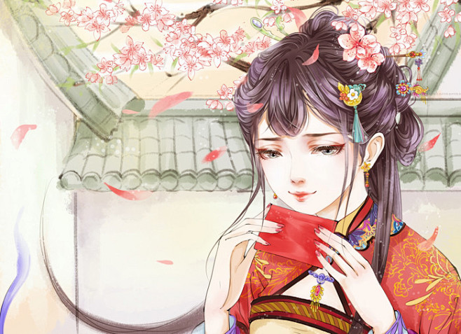 人面桃花-大兔子槿木木__涂鸦王国插画