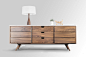 Walnut and Marble sideboard : Walnut and marble sideboard