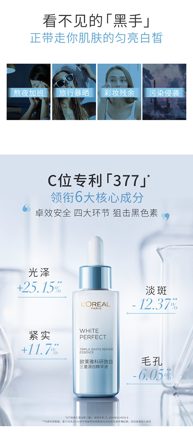 欧莱雅光子瓶淡斑美白精华液三重源白烟酰胺...