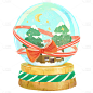 圣诞节元素卡通手绘插画-水晶球