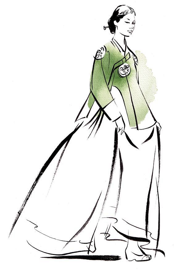Hanbok fashion illus...