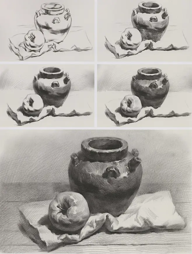 素描 静物组合,美术作品图库-美术宝图库-花瓣网