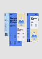 This may contain: three different types of paper with blue and yellow designs on them, one is in the middle