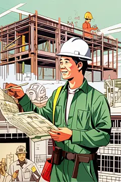 绘画男生建筑工人图片插画