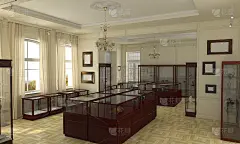 博物馆，展览馆，室内可视化，3D插图