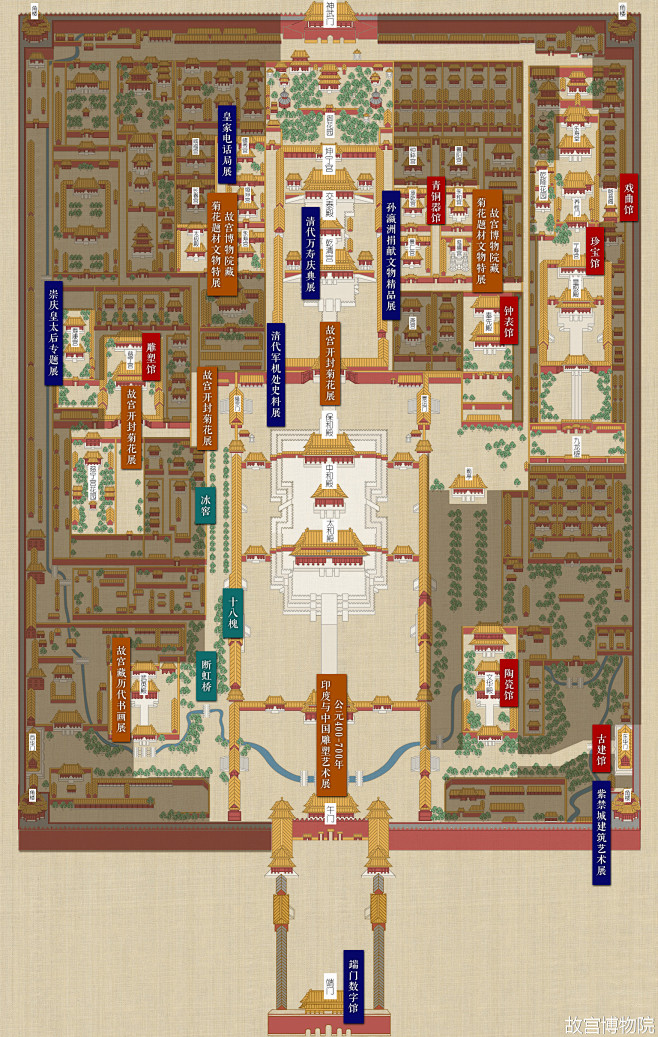 故宫展览及开放区域地图