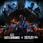 照片由 PUBG 游戏于 2022 年 10 月 25 日。可能是 4 个人的图像和文字，上面写着“绝地求生战场 X 死亡 ûA by Daylight û”。