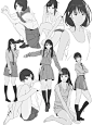 插画｜JK少女的日常姿势大全 - 小红书