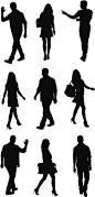 Vectores libres de derechos: Silhouette of people in different poses: