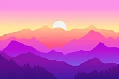 山川日落风景插画背景矢量图设计素材