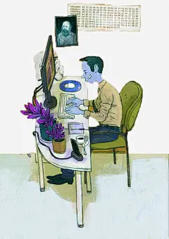 手绘玩电脑的人物免抠素材 电脑 设计图片 免费下载 页面网页 平面电商 创意素材 png素材