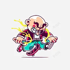 滑板老头 美式漫画 美漫 街头涂鸦 元素 免抠png 设计图片 免费下载 页面网页 平面电商 创意素材