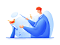 Conductor gentleman master music bird soft business profession man illustration ui web blue