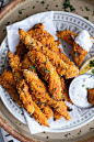 Black Pepper Chicken Fingers with Greek Yogurt Ranch