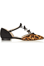 Oscar de la RentaEvelyn suede and leopard-print calf hair ballet flats