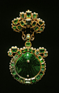1670-79 (Baroque). Gold, enamel, emeralds, diamonds. The religious Order of St. James (Sant Iago) was a military order established in 1171 at the pilgrimage cathedral of Santiago de Compostela in Spain to protect it from attacks by Muslims. Pilgrims to th