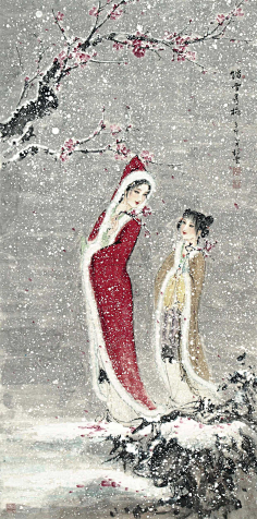 net采集紫藤清香采集到国画书法【1981年作 薛宝琴踏雪寻梅图 镜片