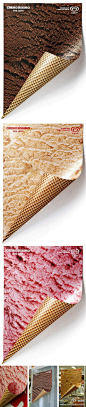 owl【创意广告】巴西雪糕品牌Kibon的创意海报。故意撩起的海报边角被装扮成逼真的冰淇淋“脆皮”，再加上背景中色泽鲜艳、令人垂涎欲滴的“冰淇淋”……Kibon制造的赤裸裸的视觉诱惑，是否激起了你心中对冰淇淋的极致渴望呢？