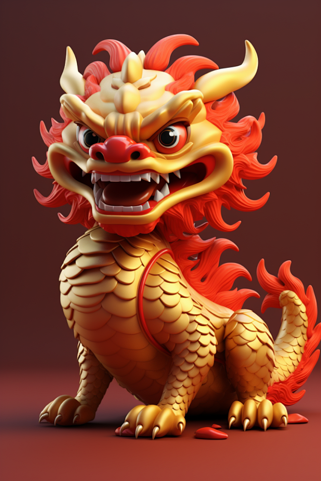 喜庆中国风新年传统艺术中国龙模型
