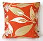 Cushion Pillow in Limited Edition Orange & Metallic Gold Leaf made from Vintage Japanese Obi Silk NEW A/W15 45x45cm by BeccaCadburyDesign on Etsy
