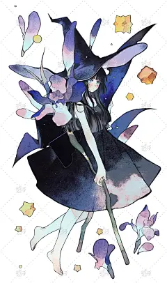 姜糖水彩线稿纸涂色填色纸新手绘人物女孩插画临摹纯棉彩铅马克笔-淘宝网