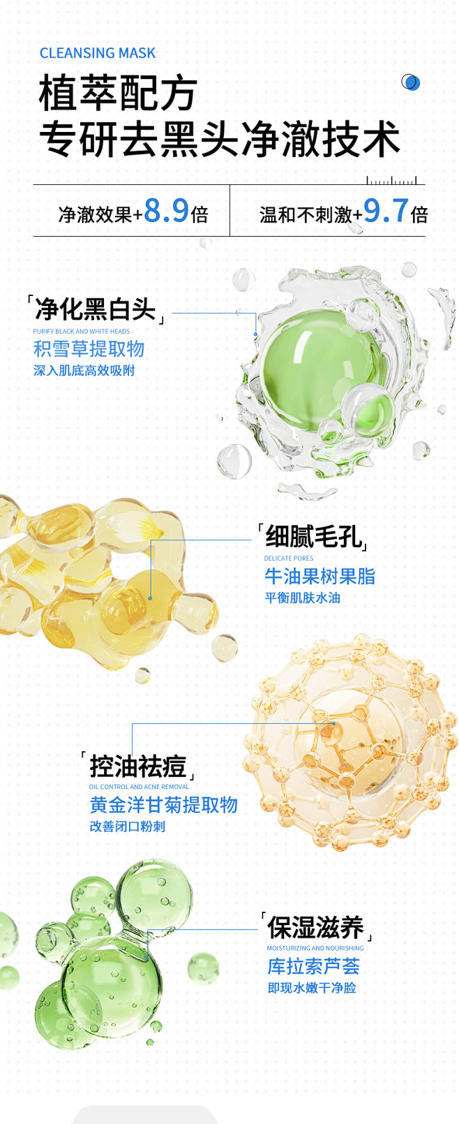 清洁泥膜深层收缩毛孔去黑头去闭口面部脏东...