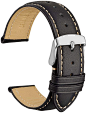 WOCCI Vintage Leather Watch Bands with Stainless Silver Buckle, Replacement Strap 14mm 16mm 18mm 19mm 20mm 21mm 22mm 23mm 24mm | Amazon.com