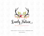 Premade Logo, Photography Logo, Antlers Logo, Wildlife Logo, Watercolor Logo, Watercolor Antlers, Flowers Logo, Deer Logo, Nature Logo